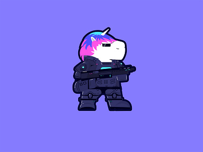 Soldier action armor boss character cool cool design futuristic technology unicorn vector war warcraft weapon