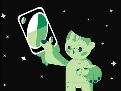 Wildcard character comic design galaxy green illustration monochrome space stars vector