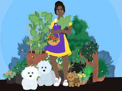 Athena Sows custom illustration design dogs fun garden graphic design illustraor illustration instagram plant plants procreate