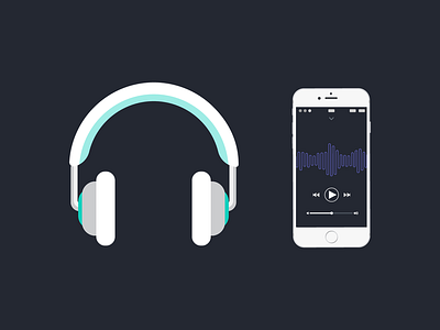 Podcast Industry Infographic Cover design graphic design headphones illustraor illustration iphone play podcast waveform