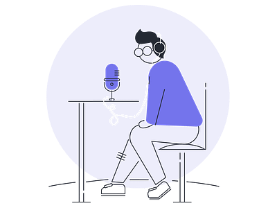 Podcast brand design graphic design illustraor illustration illustration art line line art linear megaphone monoline podcast podcast art purple saas