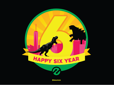 Work-iversary Flag - 6 years design fun godzilla graphic design illustraor illustration new york