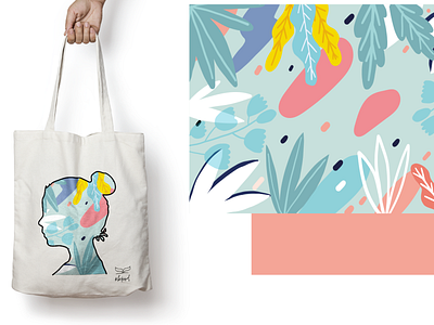 Bag Illustration botanical branding design flat illustration minimal typography vector