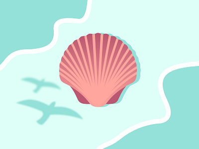 Sunny Seashell 2d colors palette illustration vector