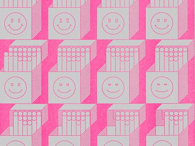 Risograph Sequence: One A Day cigarettes happyface neon neon pink pink print printmaking sad smiley face