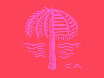 Palmbrella beach branding california design drawing illustration lettering ocean pacific palmtree procreate sand umbrella waves