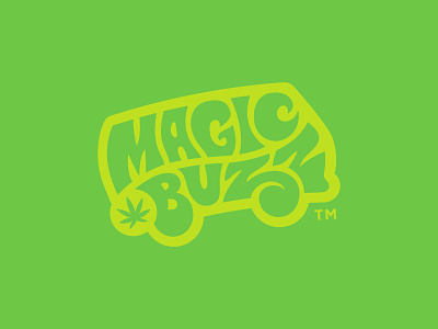 Magic Buzz Logo branding bus cannabis design drawing illustration lettering psychedelic vector