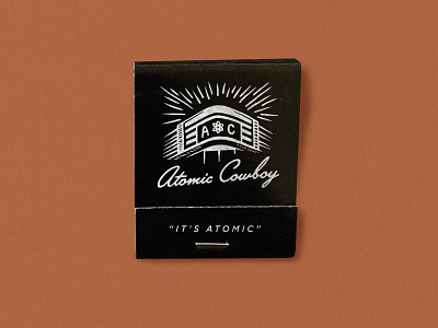 Atomic Cowboy Matchbook branding design drawing illustration lettering matchbook pizza restaurant wacom