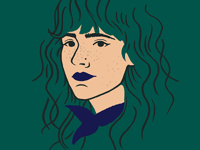 Umm, Emily. drawing freckles green hair human illustration lipstick portrait wacom wavy woman