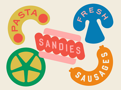 Oscar's Eats Food Illustrations branding deli design drawing food graphic design icon design illustration pasta pattern sandwich sausage vector