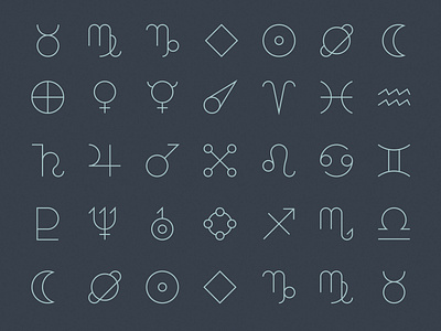 Cosmic Calendar Symbol Icon Set astrology astronomy branding calendar cosmic custom design graphic design icon illustration space symbol icon symbols vector