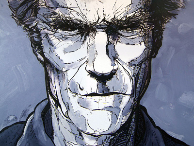 Clint Eastwood acrylic clint eastwood illustration large painting portrait