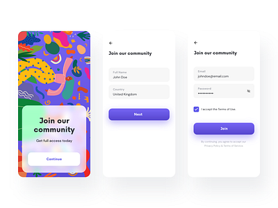 Adobe XD - Social Sign Up adobe xd clean createwithadobexd form gradient illustration input interface ios ios 12 iphone log in minimal purple register sign up soft ui ux