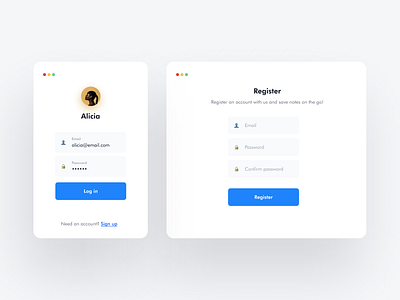 Log in and Register App Concept