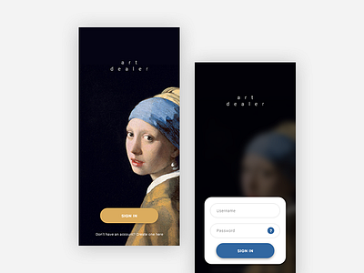 Girl with a Pearl Earring Inspired Mobile UI adobe cc adobe xd app art design interface interface design ios iphone iphone ui iphone x login login ui madewithadobexd mobile mobile app ui ux