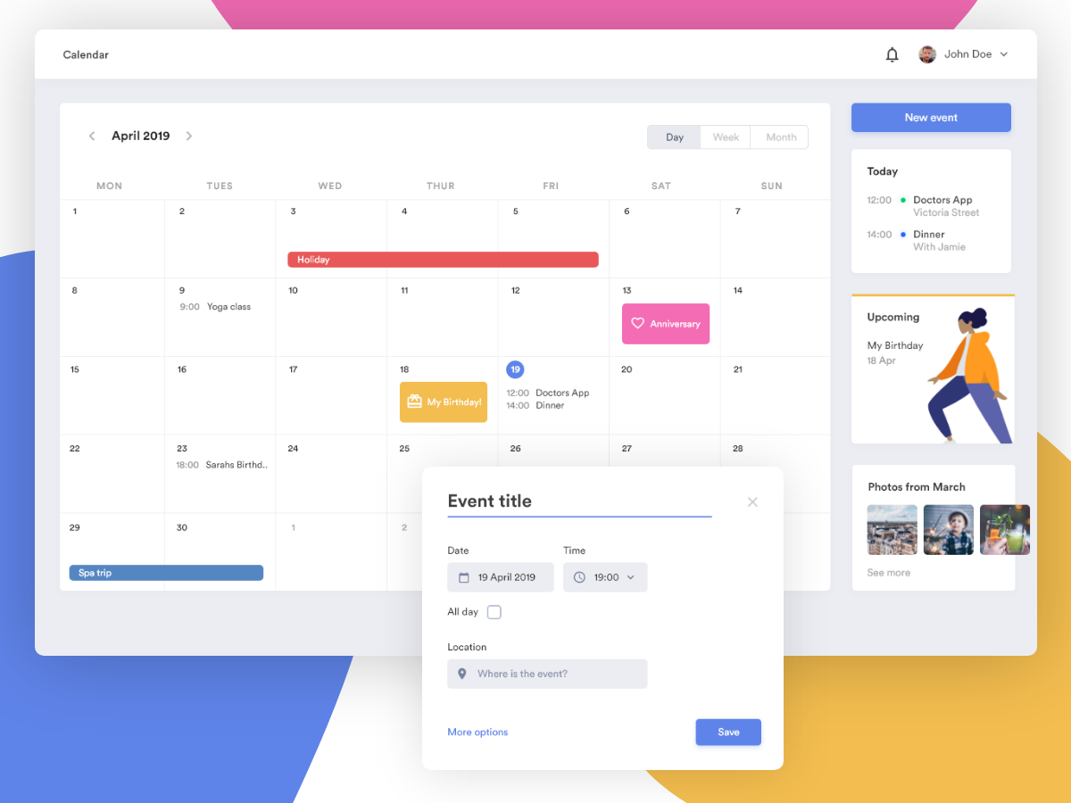 Calendar - Daily UI 038 by thewebsitewitch on Dribbble