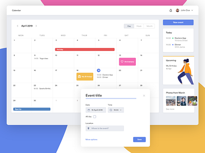 Calendar - Daily UI 038 adobe xd appointment calendar clean daily ui daily ui 38 dailyui dashboard event flat humaaans meeting simple ui vector web