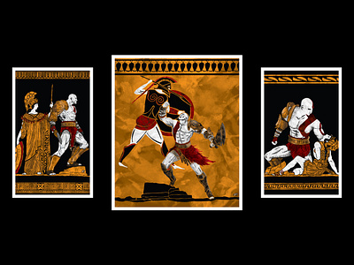 God of War meets Greek Art adobe photoshop art athena design digital digital art god of war graphic design greek greek art hand drawn illustration kratos video games