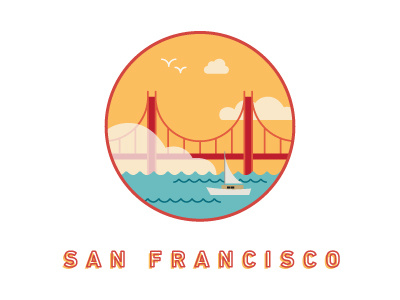 San Francisco bay blue boat fog golden gate red san francisco yellow