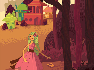 Run Away art city girl illustration princess