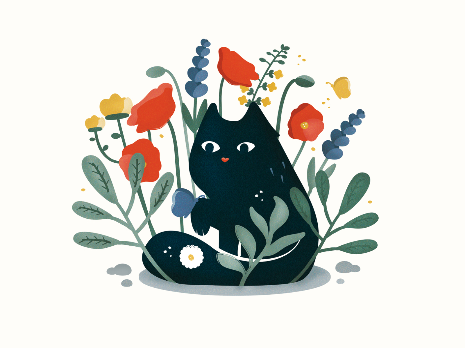 Black cat in the garden by Liza Geurts on Dribbble
