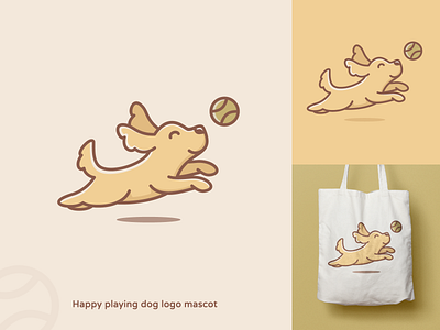 Happy playing dog logo mascot colorful crealizable cute logo dog dog logo dog logos dog mascot dogs fun logo pet logo playful logo