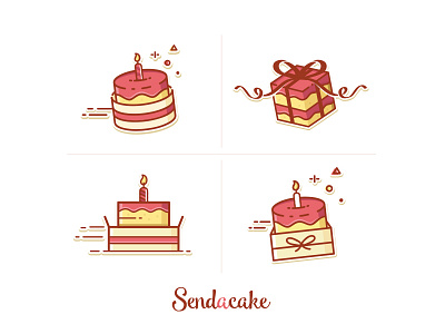 Cake delivery icons bakery cake colorful icons modern playful