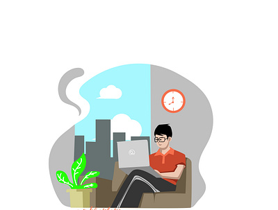 Work From Home design flat flatdesign flatillustration home icon illustration illustrator indonesia man person vector work workforhome