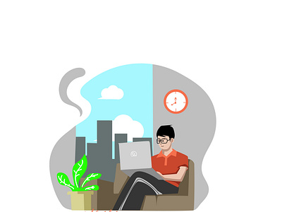 Work From Home design flat flatdesign flatillustration home icon illustration illustrator indonesia man person vector work workforhome