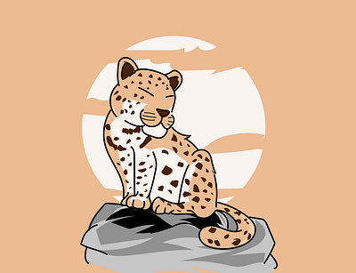 chibi leopard on the rock animal chibi creature design icon illustration indonesia leopard mamallia minimal savannah vector worldanimal