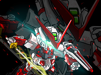 Gundam Astray Red Frame SD astray astrayredframe design fanart gundam gundam seed illustration illustrator indonesia redframe vector