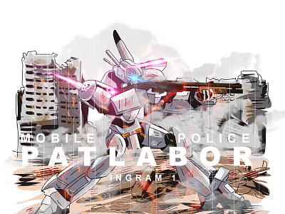 Patlabor Ingram unit 1 design fanart illustration illustrator indonesia ingram1 japan machine mecha patlabor patlabornextgeneration robot technology vector