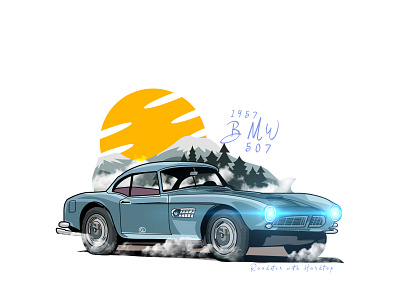 1957 bmw 507 hardtop roadster done 1957 507 bmw classic classic car concept design illustration illustrator indonesia vector