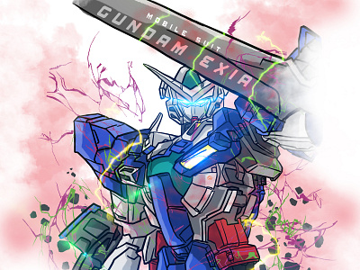 Gundam Exia design gundam gundam00 gundamanime gundamexia illustration illustrator indonesia vector