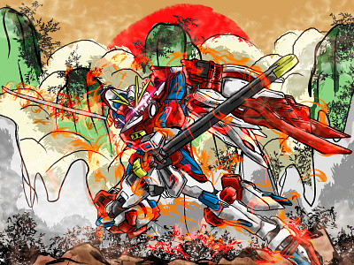 Kamiki Burning Gundam design gundam illustration illustrator indonesia kamikigundam vector
