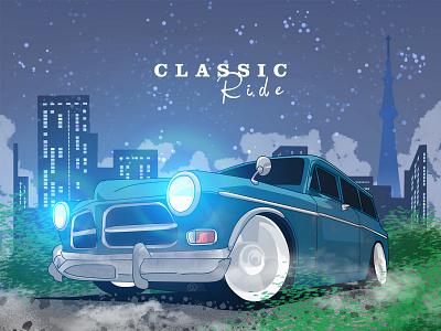 Classic Ride 240volvo car cartoon classic car design illustration illustrator indonesia vector volvo