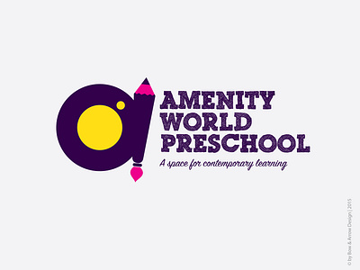 Logo design for pre-school a logo alphabate alphabet logo amenity brush education education logo kids logo logo logo design pencil preschool school logo world