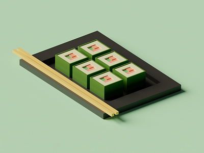 Sushi time 3d 3dilllustration 3dsuhi blender isometric
