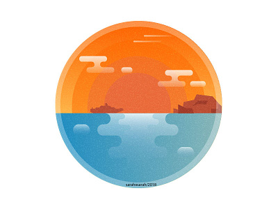 Sunset flat design flat vector illustator ship sunset tutorial vector water