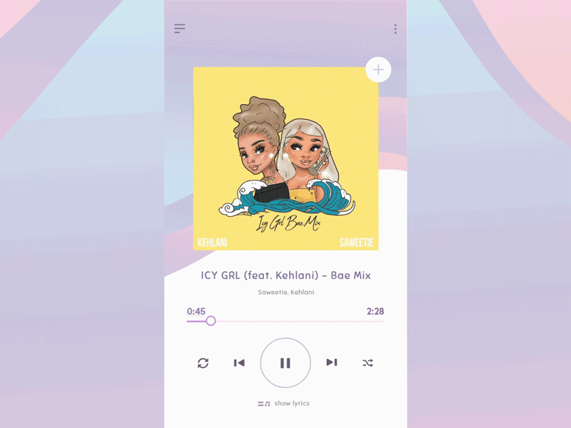 Daily UI 009 - Music Player animation cute daily ui girl gradient hiphop icy girl lyrics music music player music player ui saweetie xd