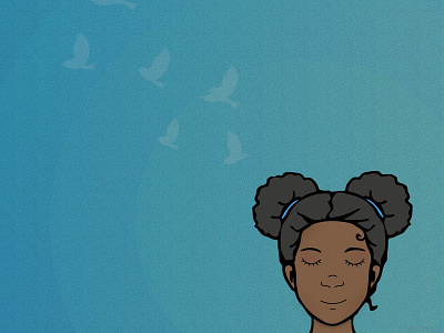 Dreaming african american afro afro hair birds black girl black woman blue cute daisy ein girl hair illustartor illustration vector woman