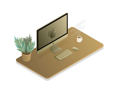 Gold Apple - Gold iMac design flat icon illustration logo vector
