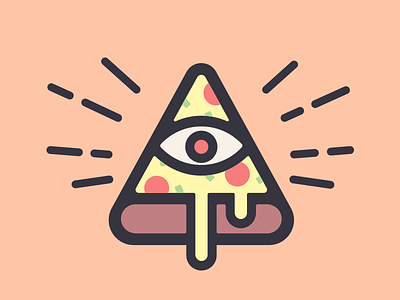 The All-Seeing Slice food icon illustration pastel pizza rebound sticker stickermule
