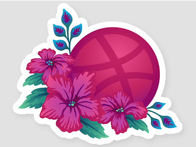 Dribbble Sticker, Flowers