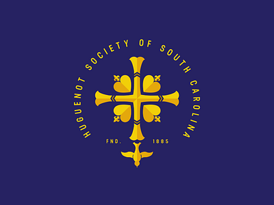Huguenot Society of SC charleston communicating crucifix dove gold graphic icon logo purple religious south carolina vector