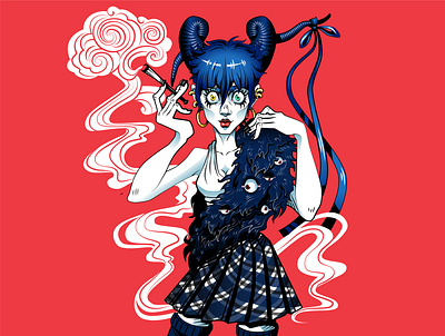 02 charachters demon girl illustration vector