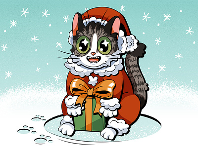 Santa Catus cat charachters christmas design flat illustration new year vector