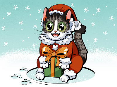Santa Catus cat charachters christmas design flat illustration new year vector