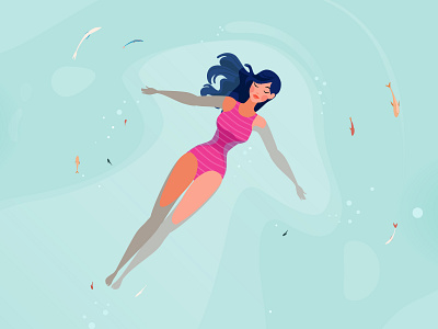 swimming girl design girl illustration vector