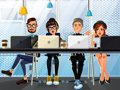 coworking charachters design flat illustration vector